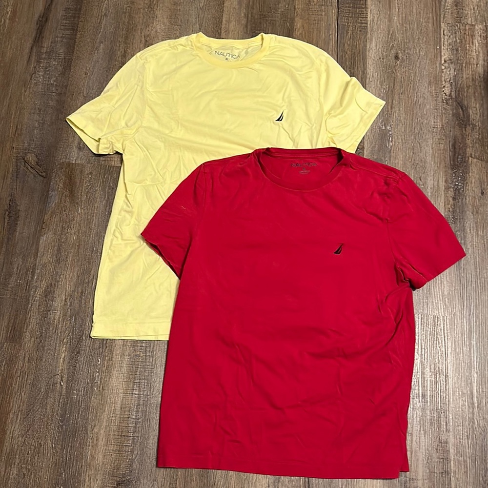 Nautica cotton T-shirts (2). Red and yellow. Size XL. Excellent used condition.